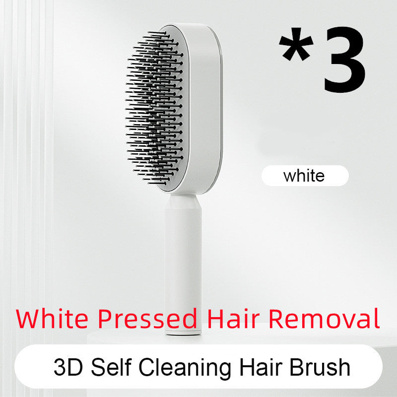Self-Cleaning Hair Brush for Women – One-Key Cleaning Scalp Massage Comb, Anti-Static Detangling Air Cushion Hairbrush