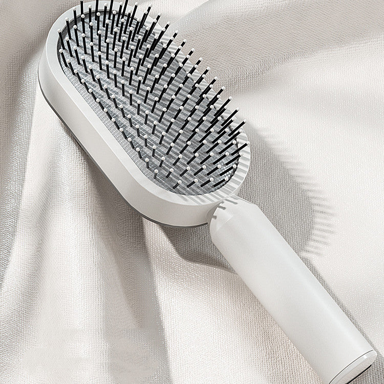 Self-Cleaning Hair Brush for Women – One-Key Cleaning Scalp Massage Comb, Anti-Static Detangling Air Cushion Hairbrush
