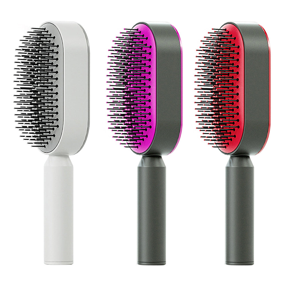 Self-Cleaning Hair Brush for Women – One-Key Cleaning Scalp Massage Comb, Anti-Static Detangling Air Cushion Hairbrush