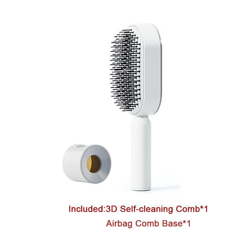 Self-Cleaning Hair Brush for Women – One-Key Cleaning Scalp Massage Comb, Anti-Static Detangling Air Cushion Hairbrush