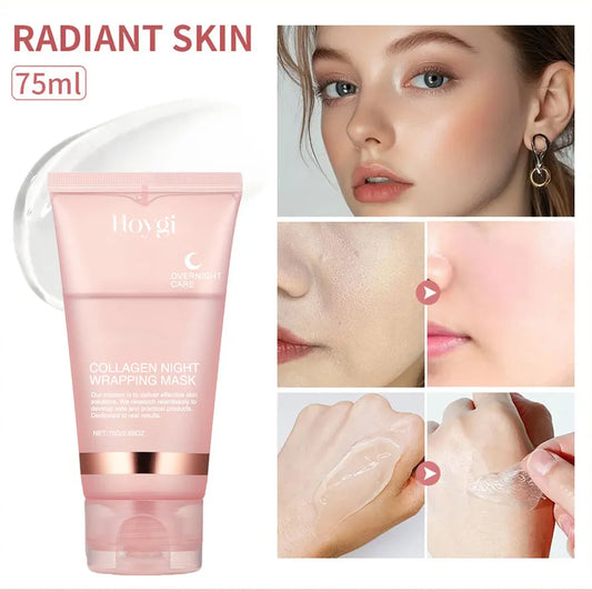 Korean Collagen Overnight Wrapping Mask – Deep Hydrating Peel-Off Night Care Facial Mask Cream✨🌙