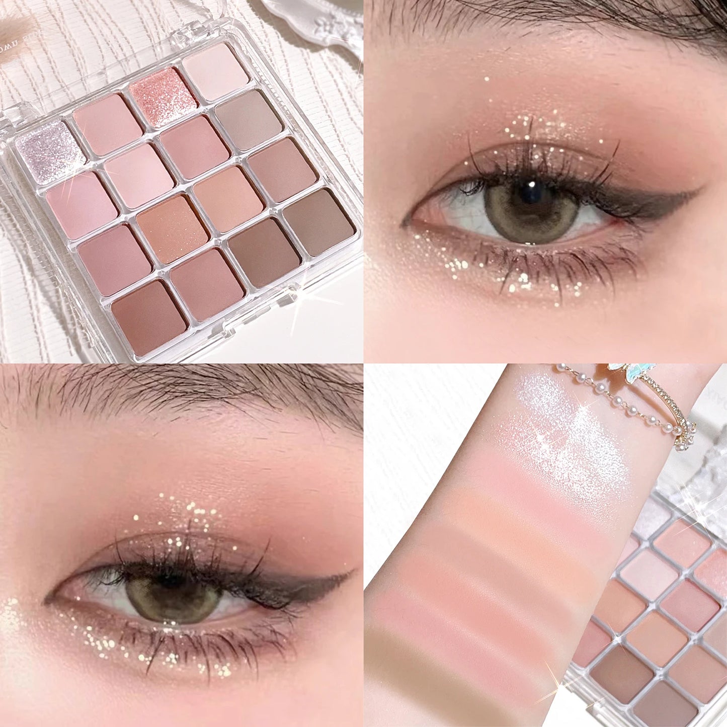 16-Color Sunset Eyeshadow – Palette – Matte & Pearl Korean Glow✨