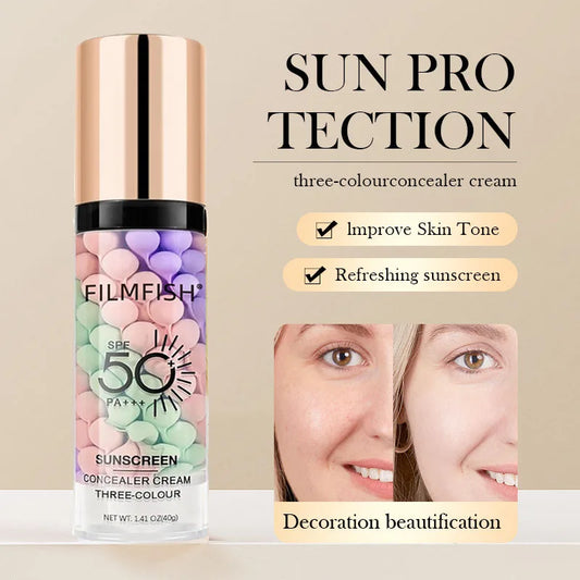 Tri-Color Makeup Primer – Base – Waterproof Color-Correcting Face Primer✨