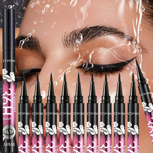 12 PCS Luxury Black Liquid Eyeliner Pen Set – Waterproof, Long-Lasting Smudge-Proof Eye Liner | Ultra-Precision Felt Tip, Intense Black Pigment | Professional Makeup Kit✨