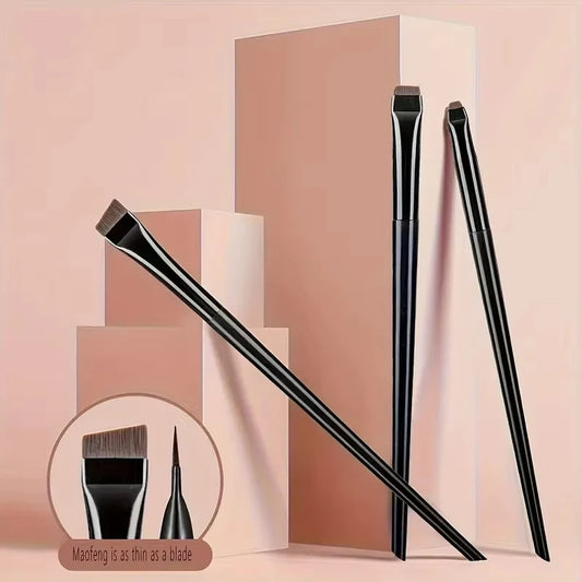 3-Piece Precision Eye – Makeup Brush Set – Angled Eyebrow, Eyeliner & Ultra-Fine Eyeshadow Brushes✨