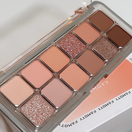 12-Color Matte Eyeshadow – Palette – Tea Apricot Soft Earth Tones✨