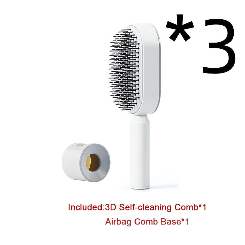 Self-Cleaning Hair Brush for Women – One-Key Cleaning Scalp Massage Comb, Anti-Static Detangling Air Cushion Hairbrush