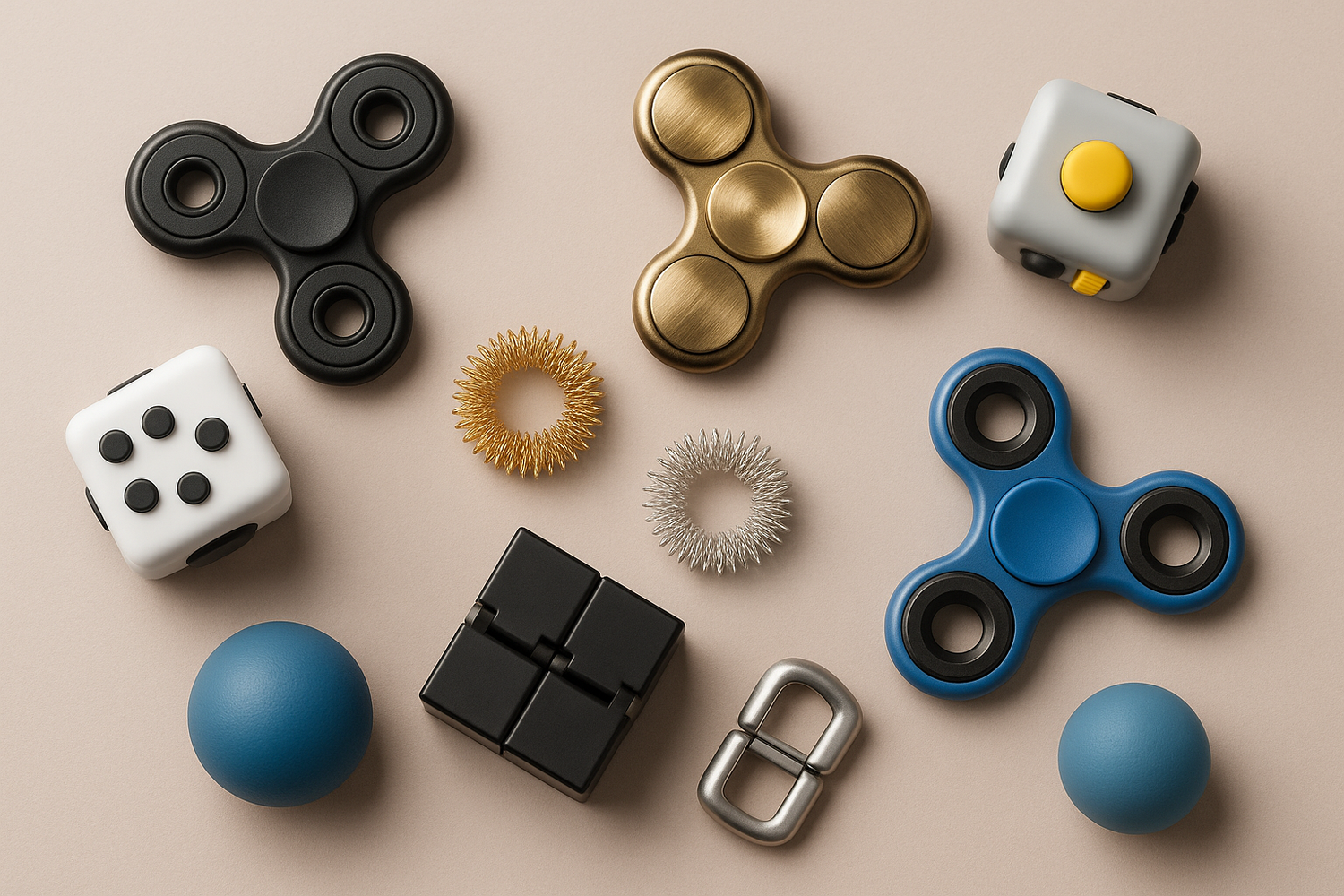 Anxiety & Stress-Relief Fidget Tools (spinners, cubes, acupressure rings)