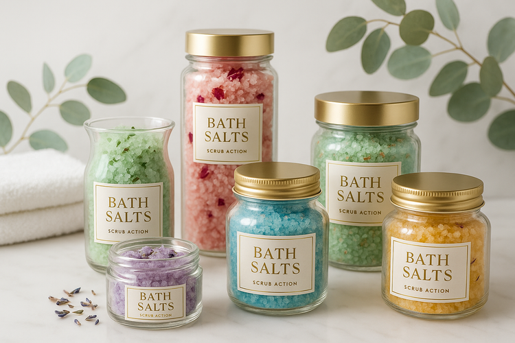 Bath salts with scrub action