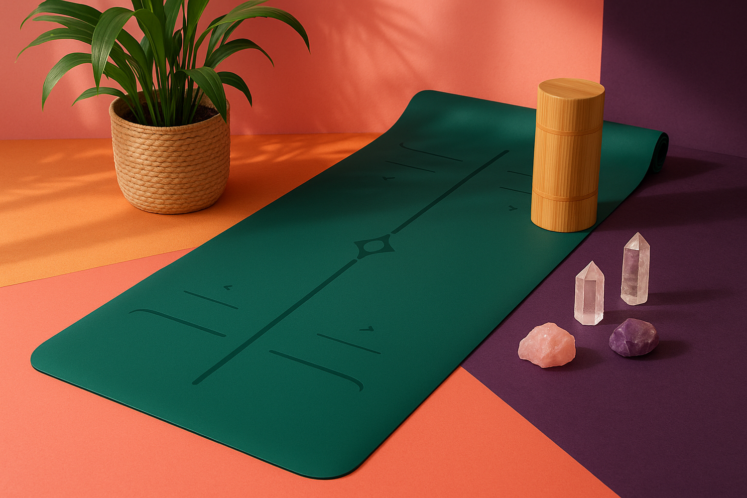 Eco Natural Rubber Yoga Mat with Alignment Guide 🌿