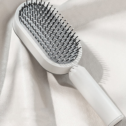 Self-Cleaning Hair Brush for Women – One-Key Cleaning Scalp Massage Comb, Anti-Static Detangling Air Cushion Hairbrush