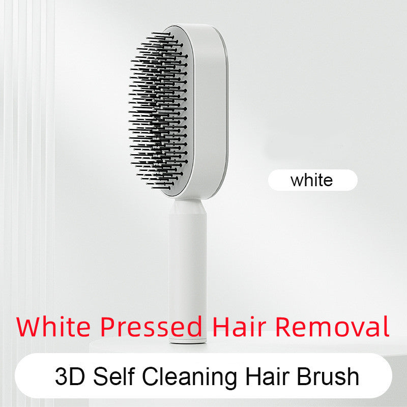 Self-Cleaning Hair Brush for Women – One-Key Cleaning Scalp Massage Comb, Anti-Static Detangling Air Cushion Hairbrush