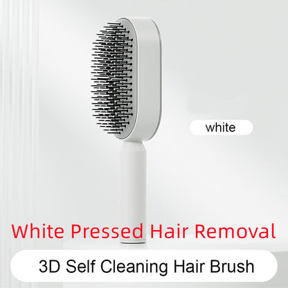 Self-Cleaning Hair Brush for Women – One-Key Cleaning Scalp Massage Comb, Anti-Static Detangling Air Cushion Hairbrush