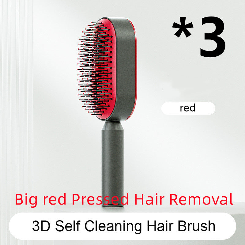 Self-Cleaning Hair Brush for Women – One-Key Cleaning Scalp Massage Comb, Anti-Static Detangling Air Cushion Hairbrush