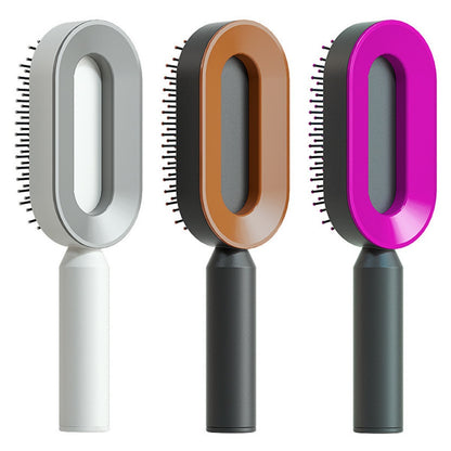 Self-Cleaning Hair Brush for Women – One-Key Cleaning Scalp Massage Comb, Anti-Static Detangling Air Cushion Hairbrush