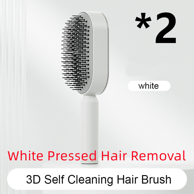 Self-Cleaning Hair Brush for Women – One-Key Cleaning Scalp Massage Comb, Anti-Static Detangling Air Cushion Hairbrush