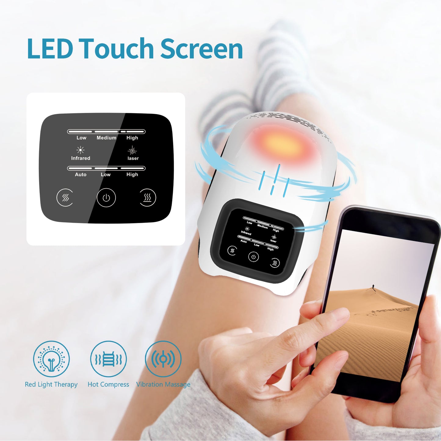 Electric Heated Knee – Massager – Rechargeable Pain Relief, Infrared & Vibration Therapy✨