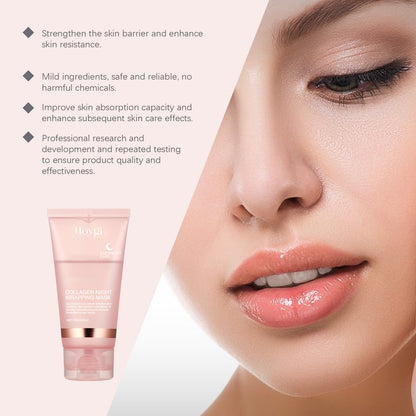 Korean Collagen Overnight Wrapping Mask – Deep Hydrating Peel-Off Night Care Facial Mask Cream✨🌙