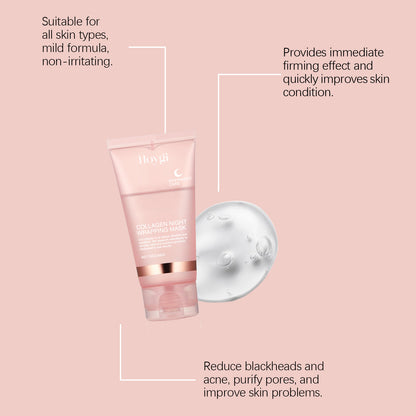 Korean Collagen Overnight Wrapping Mask – Deep Hydrating Peel-Off Night Care Facial Mask Cream✨🌙