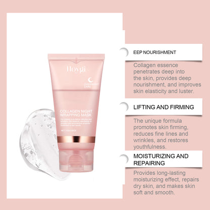 Korean Collagen Overnight Wrapping Mask – Deep Hydrating Peel-Off Night Care Facial Mask Cream✨🌙