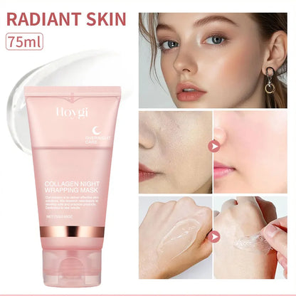 Korean Collagen Overnight Wrapping Mask – Deep Hydrating Peel-Off Night Care Facial Mask Cream✨🌙