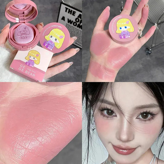Gege Bear Cushion – Blush With Powder Puff – Long-Lasting Blendable Cheek Color for Natural Glow✨