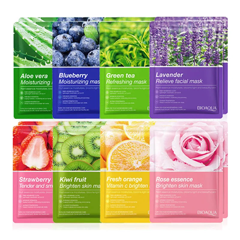 Natural Plant Sheet – Face Mask Set (8Pcs) – Korean Facial Masks🌿✨