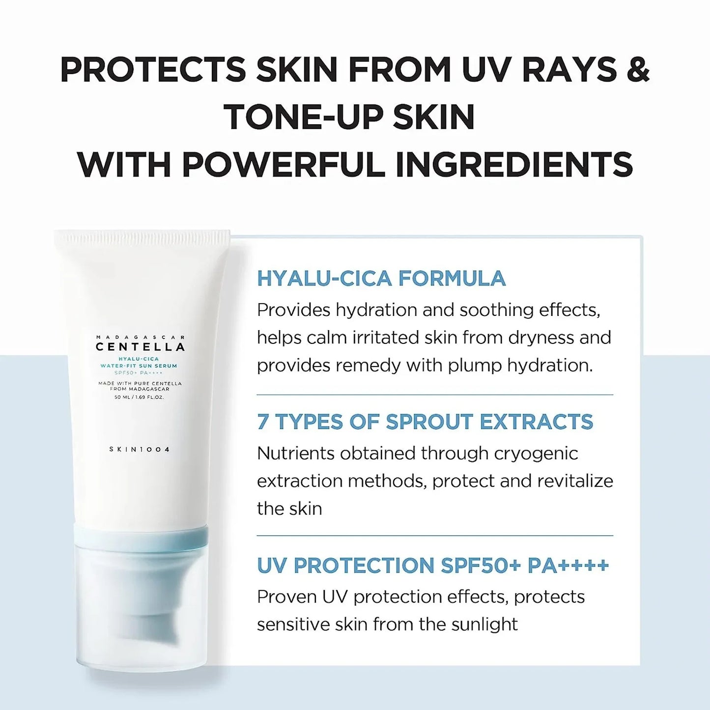 Hyalu-Cica Water Sunscreen – Spf50+ – Hydrating Korean Sun Serum✨
