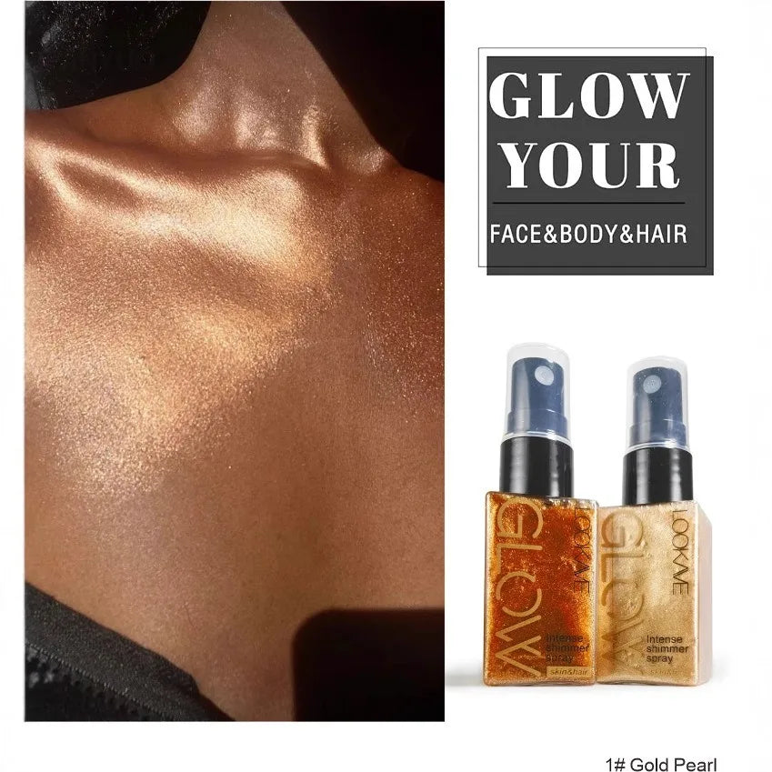 Shimmer Body Oil – Spray – Waterproof Glow Highlighter, Gold Bronze✨