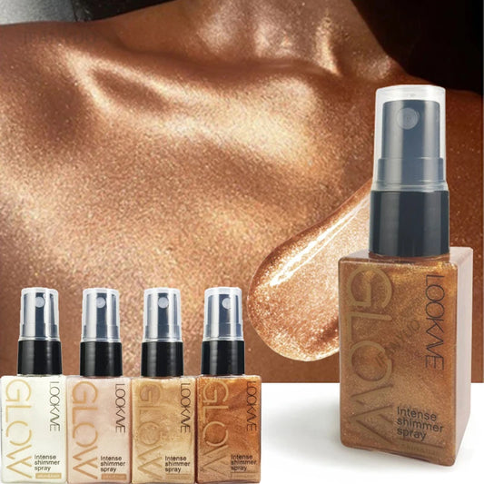 Shimmer Body Oil – Spray – Waterproof Glow Highlighter, Gold Bronze✨