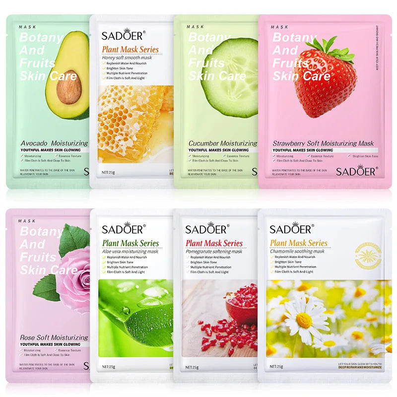 Natural Plant Sheet – Face Mask Set (8Pcs) – Korean Facial Masks🌿✨