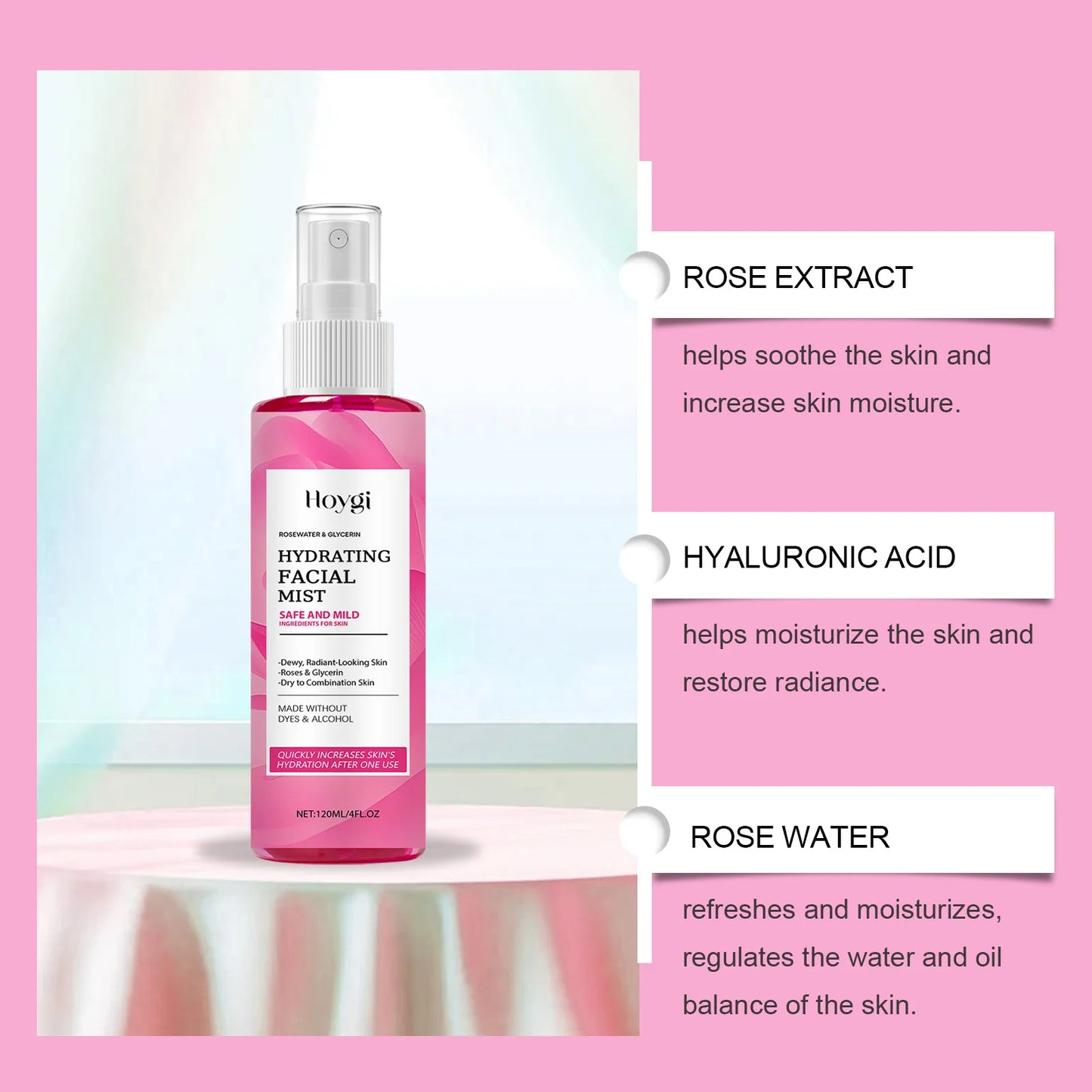 Rose Hydrating Facial Spray – Moisturizing & Pore-Refining Toner Mist✨