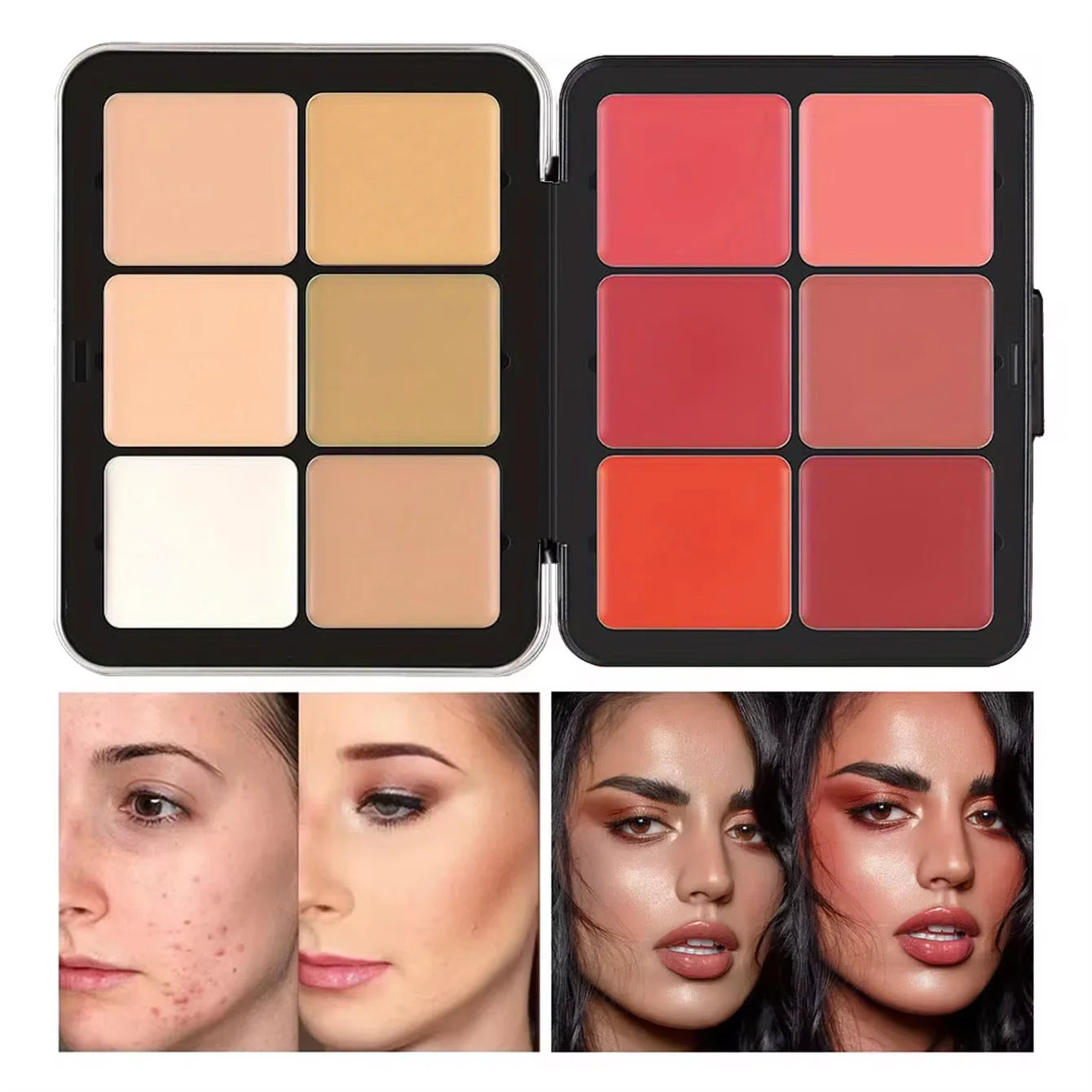 12-Color All-In-One Makeup – Palette – Concealer, Blush, Contour & Highlight Cream Face Palette✨