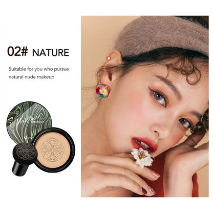 Ocheal Air Cushion BB Cream Compact – Full Coverage Foundation & Concealer with Mushroom Puff Applicator✨