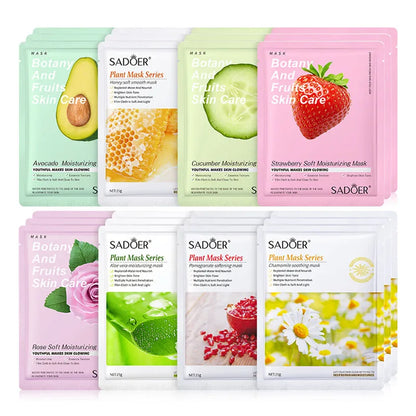 Natural Plant Sheet – Face Mask Set (8Pcs) – Korean Facial Masks🌿✨