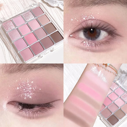 16-Color Sunset Eyeshadow – Palette – Matte & Pearl Korean Glow✨
