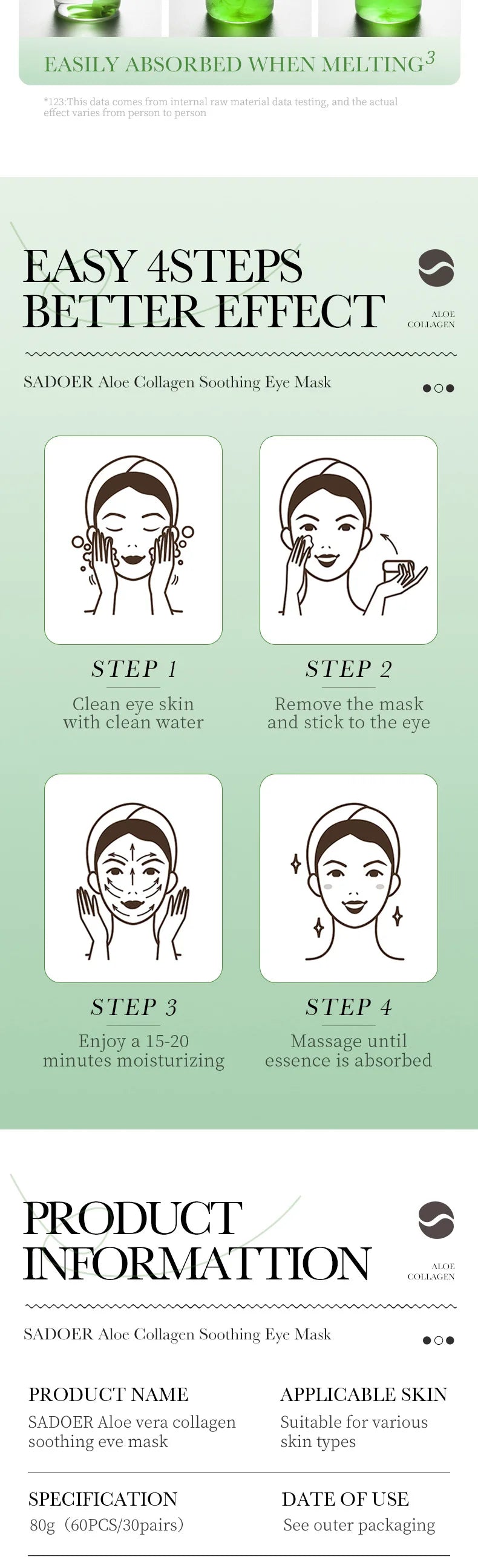 Aloe Vera Collagen Eye Patches – Hydrating & Firming Under Eye Mask✨
