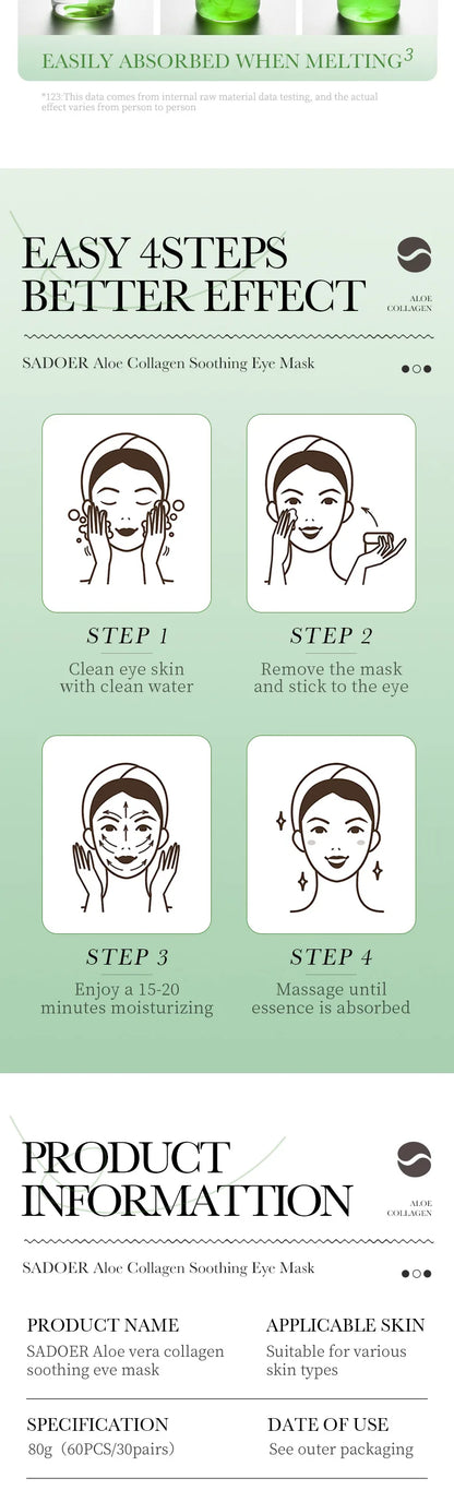 Aloe Vera Collagen Eye Patches – Hydrating & Firming Under Eye Mask✨