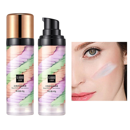 3-Color Correcting Primer Cream – Brightening Concealer Makeup Base✨