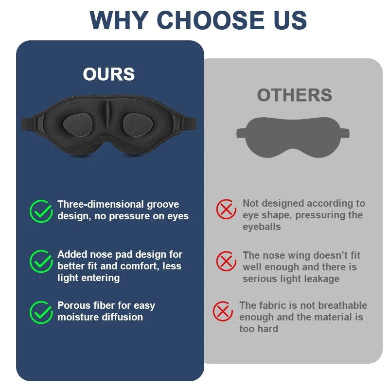 3D Contoured Sleep Eye Mask – Memory Foam Blackout Eye Mask😴✈️