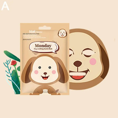 Cartoon Facial Sheet Mask (1pc / 7Pcs)– Dog, Panda & Pig Designs🐼🐶🐷✨