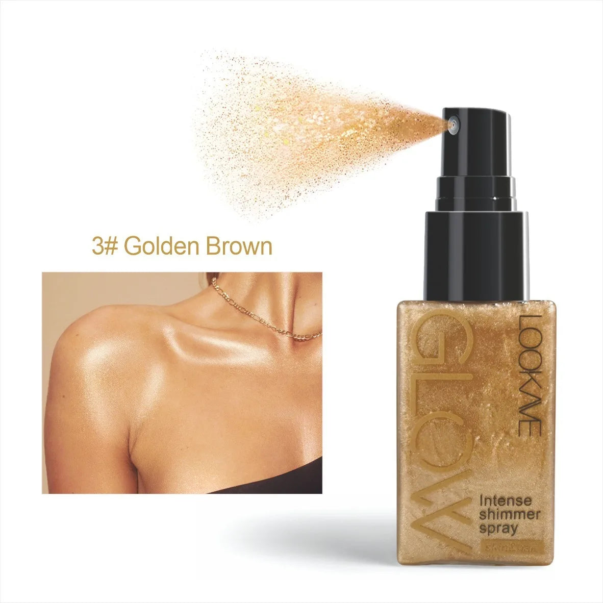 Shimmer Body Oil – Spray – Waterproof Glow Highlighter, Gold Bronze✨