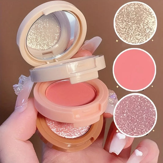 3-In-1 Makeup Palette – – Blush, Contour & Highlighter With Matte Pearlescent Shimmer✨