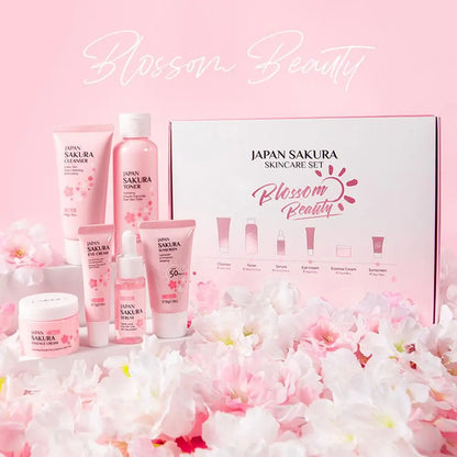 Sakura Skincare Gift Set (6-Piece) – Cleanser, Toner, Serum, Cream, Eye Cream & Sunscreen