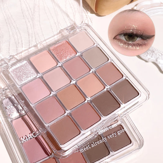 16-Color Sunset Eyeshadow – Palette – Matte & Pearl Korean Glow✨