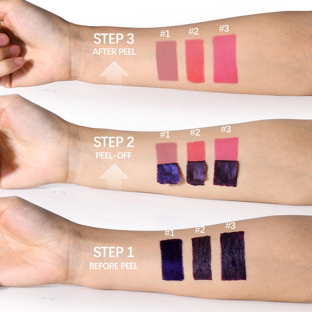Peel-Off Lip Stain – Kit (3Pcs) – Long Lasting Waterproof Transfer-Proof Pink Lip Tint Set✨