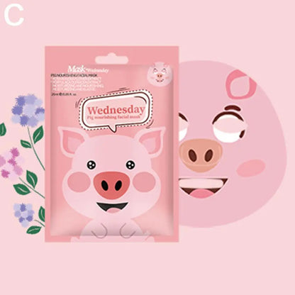 Cartoon Facial Sheet Mask (1pc / 7Pcs)– Dog, Panda & Pig Designs🐼🐶🐷✨