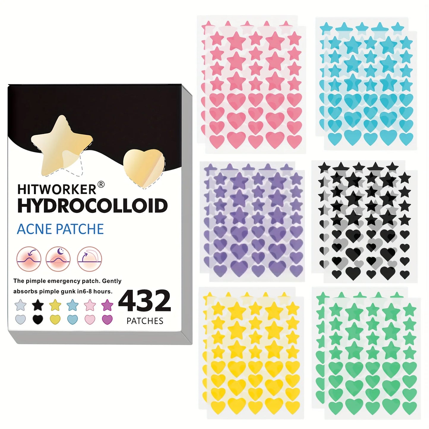 Star Pimple Patches – (432Pcs)– Invisible Hydrocolloid Acne Stickers For Spot Care✨