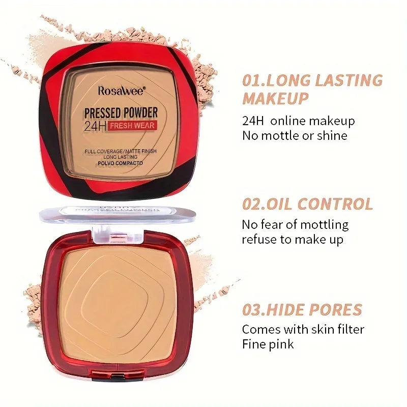 Matte Full Coverage – Pressed Powder Foundation – 24H Long-Lasting Weightless Finishing Powder with Puff Applicator✨