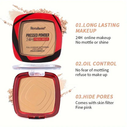 Matte Full Coverage – Pressed Powder Foundation – 24H Long-Lasting Weightless Finishing Powder with Puff Applicator✨